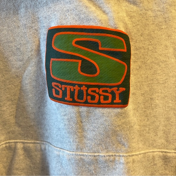 Stussy hoodie grey Gness Boxy Crop Hood Ash Heather size small - Picture 2 of 8